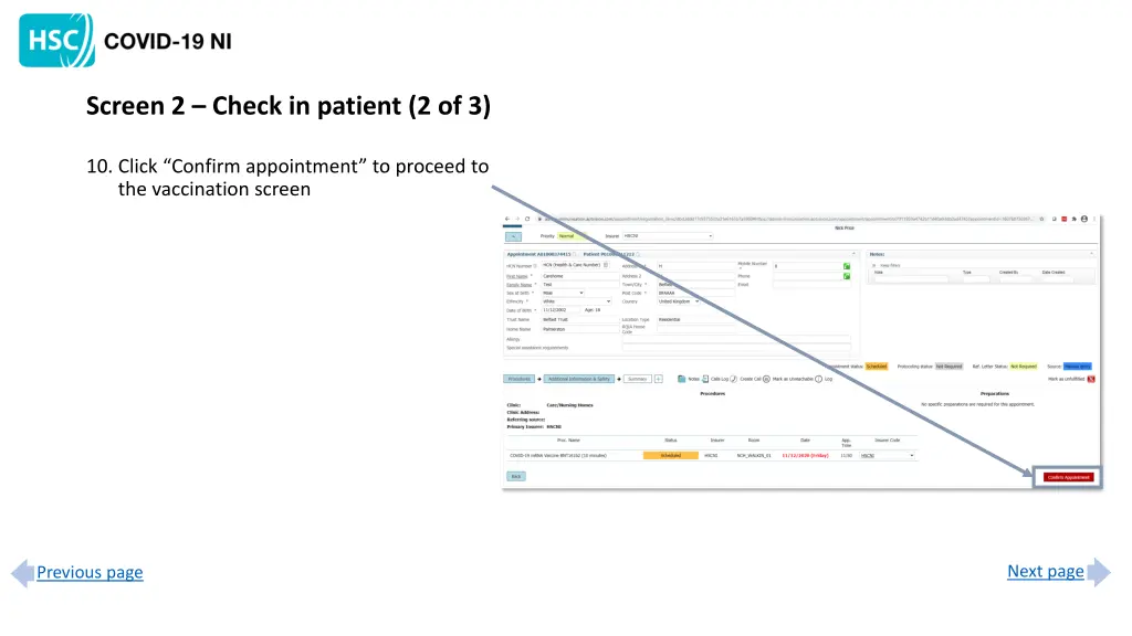 screen 2 check in patient 2 of 3