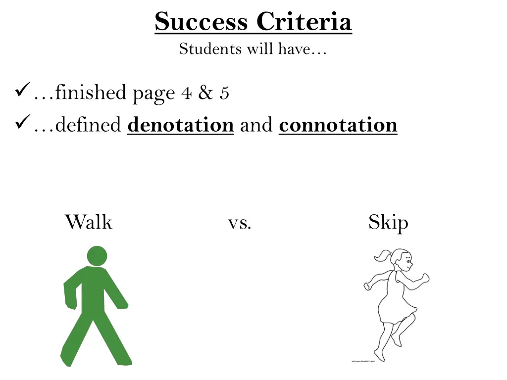 success criteria students will have