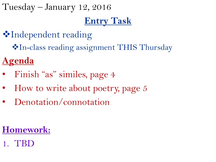 tuesday january 12 2016