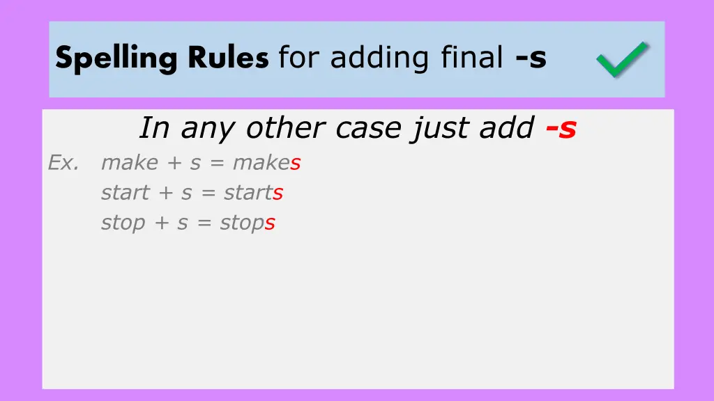 spelling rules for adding final s 1