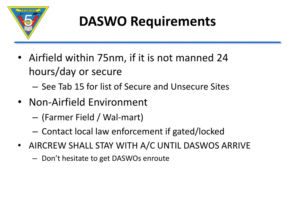 daswo requirements