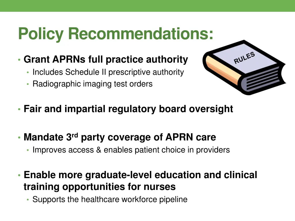 policy recommendations