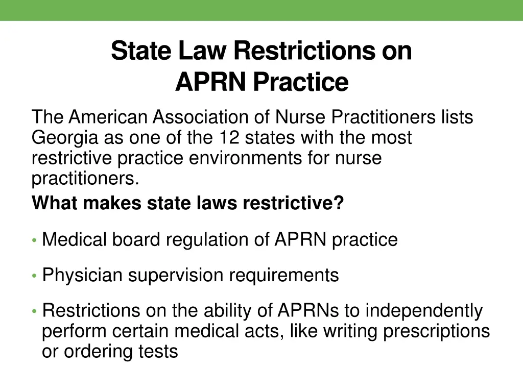 state law restrictions on aprn practice