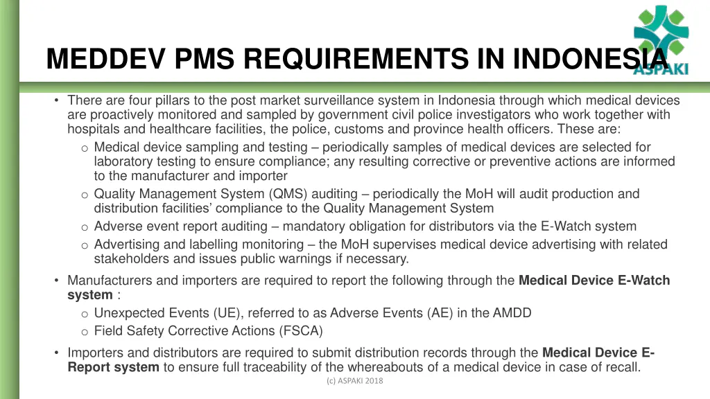 meddev pms requirements in indonesia