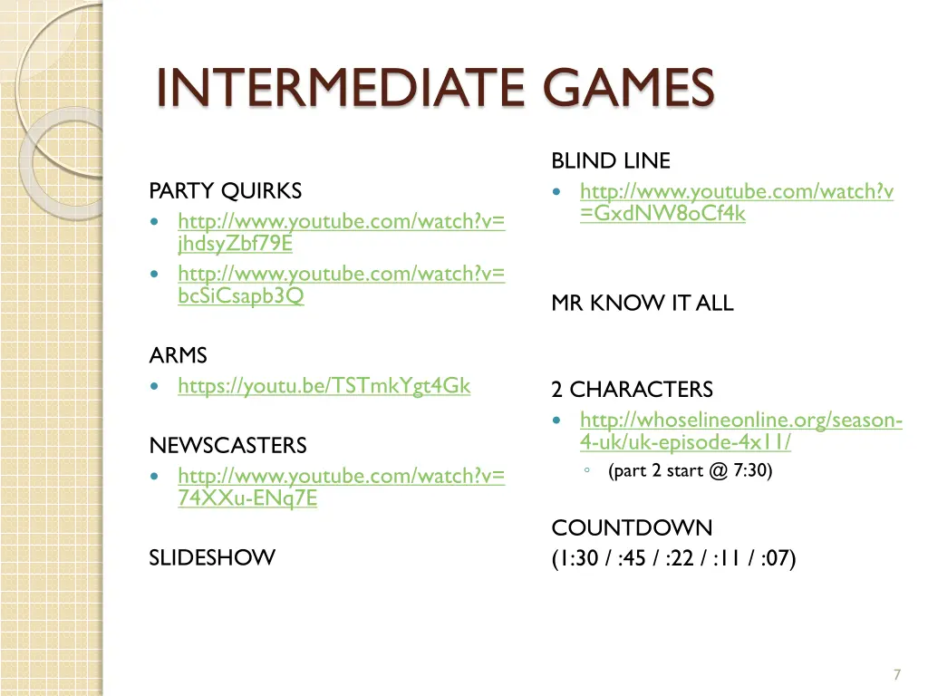 intermediate games