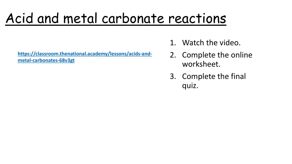 acid and metal carbonate reactions