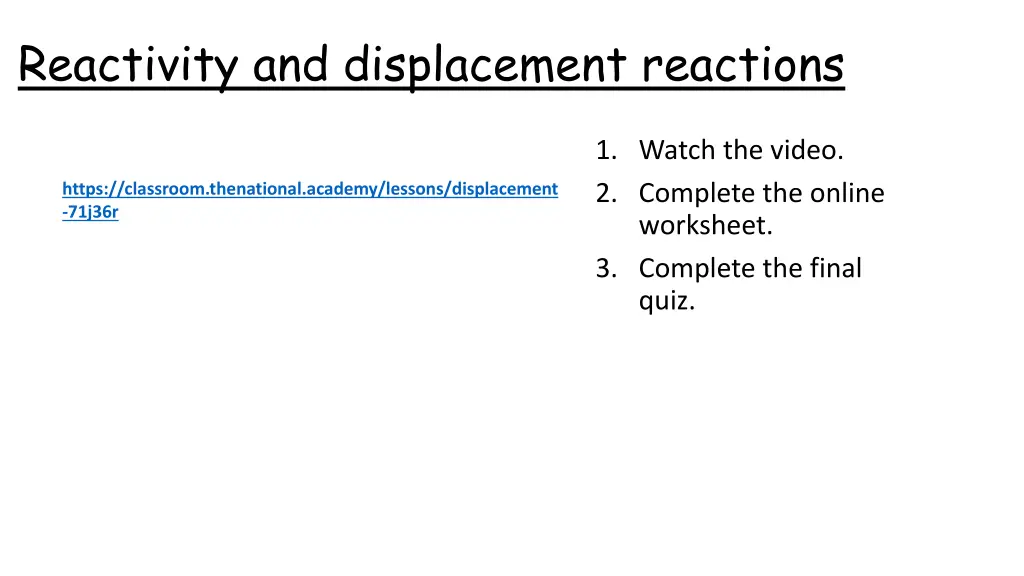 reactivity and displacement reactions