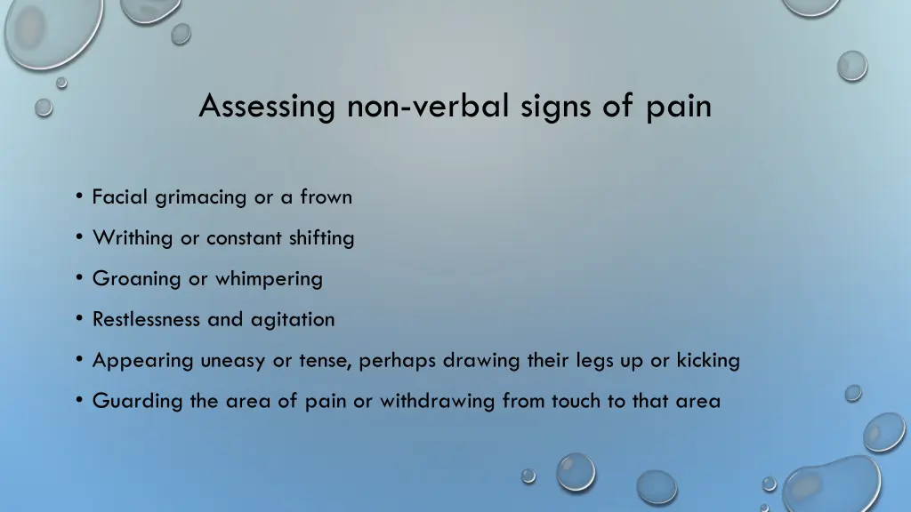 assessing non verbal signs of pain