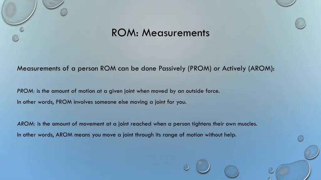 rom measurements