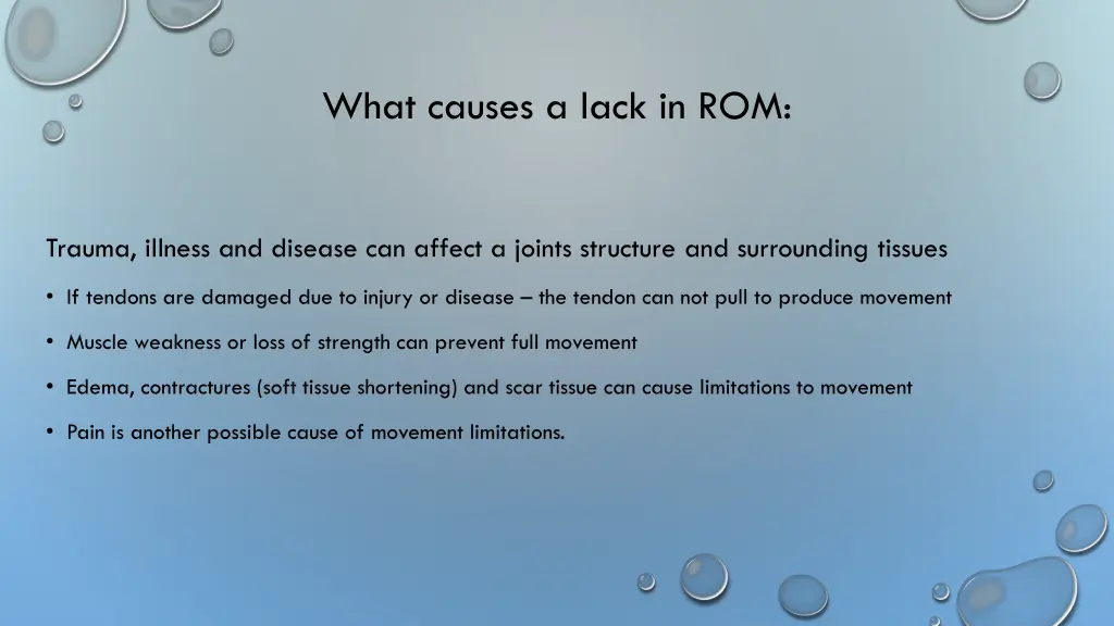 what causes a lack in rom