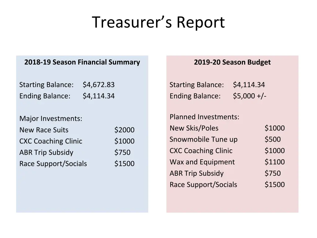 treasurer s report