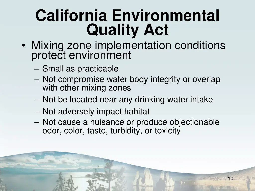 california environmental quality act mixing zone