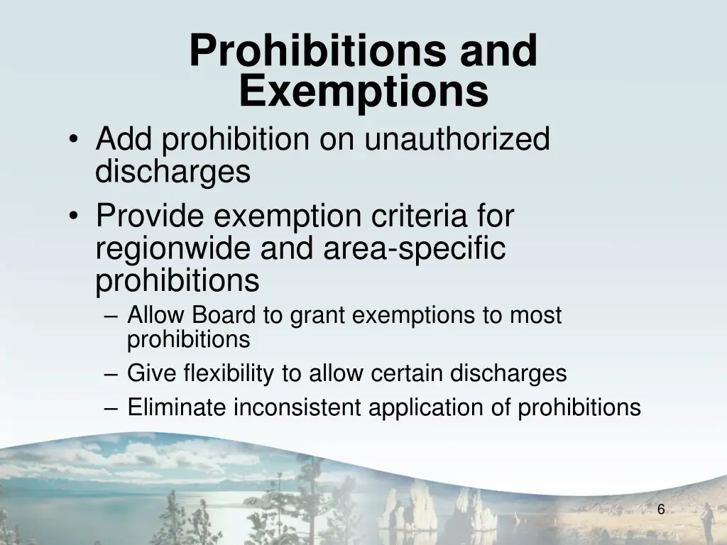 prohibitions and exemptions add prohibition