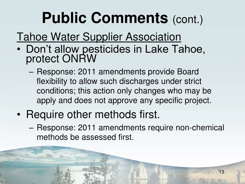 public comments cont tahoe water supplier