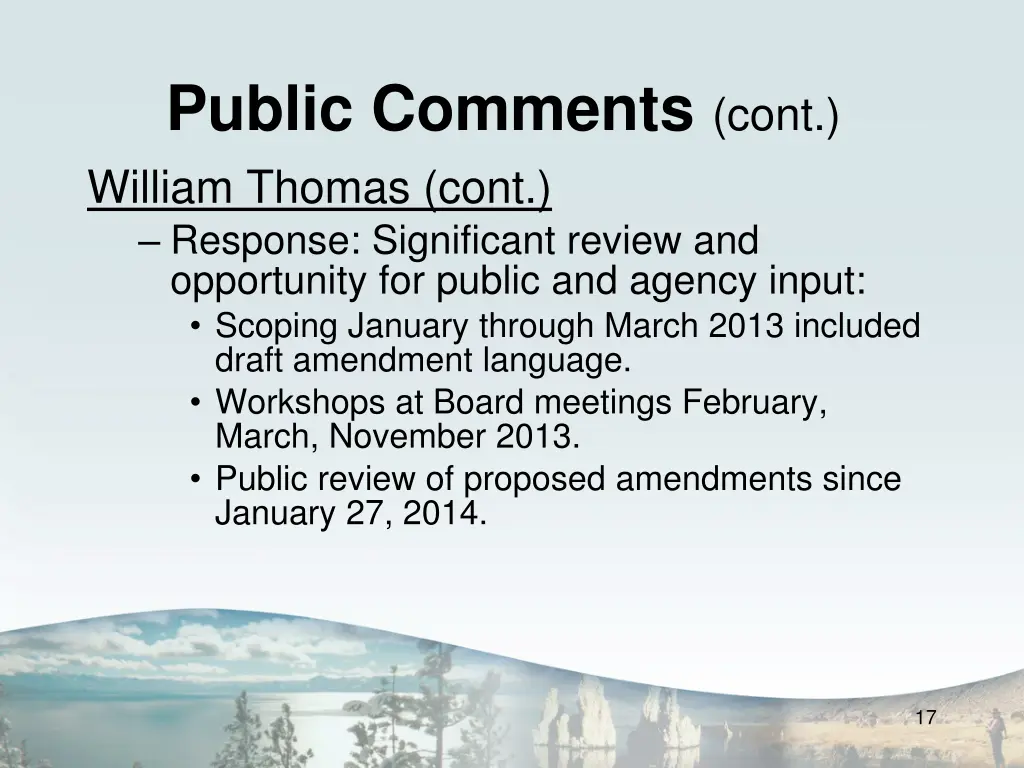 public comments cont william thomas cont response