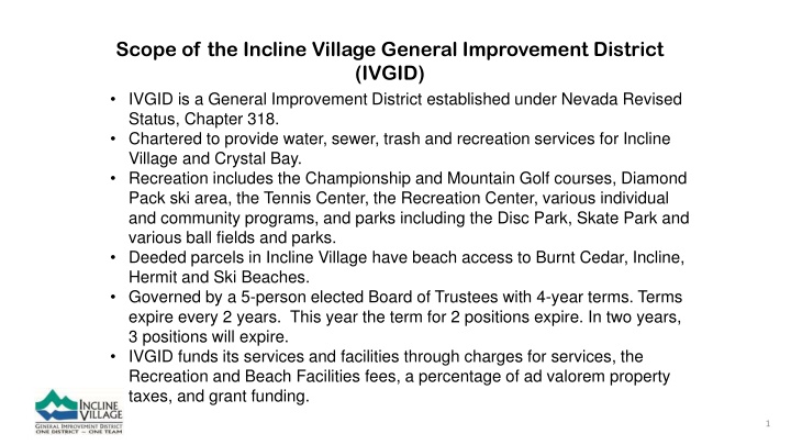 scope of the incline village general improvement