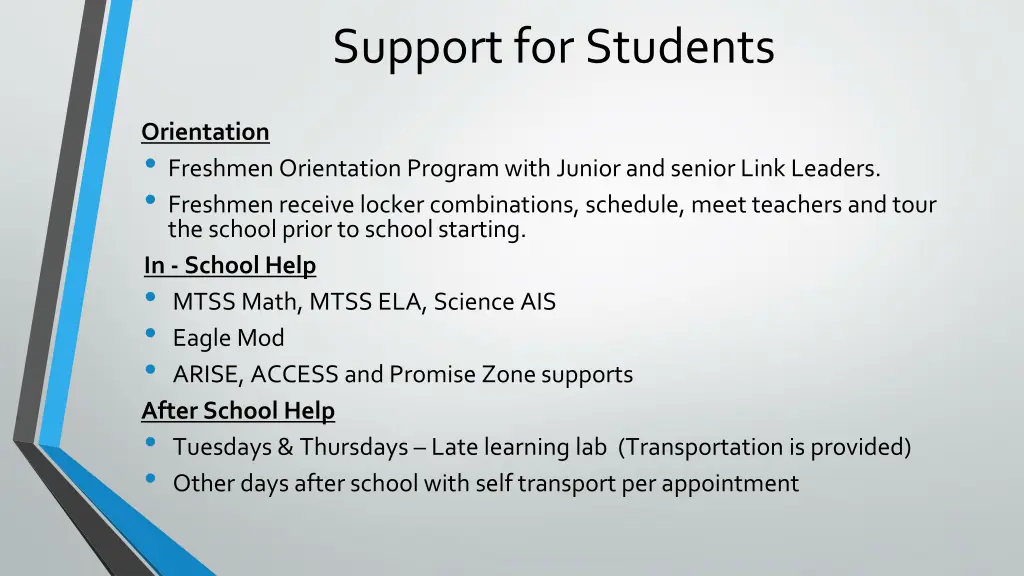 support for students