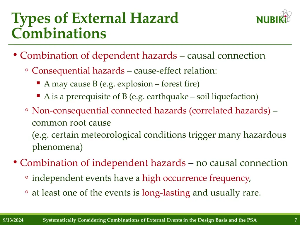 types of external hazard combinations combination