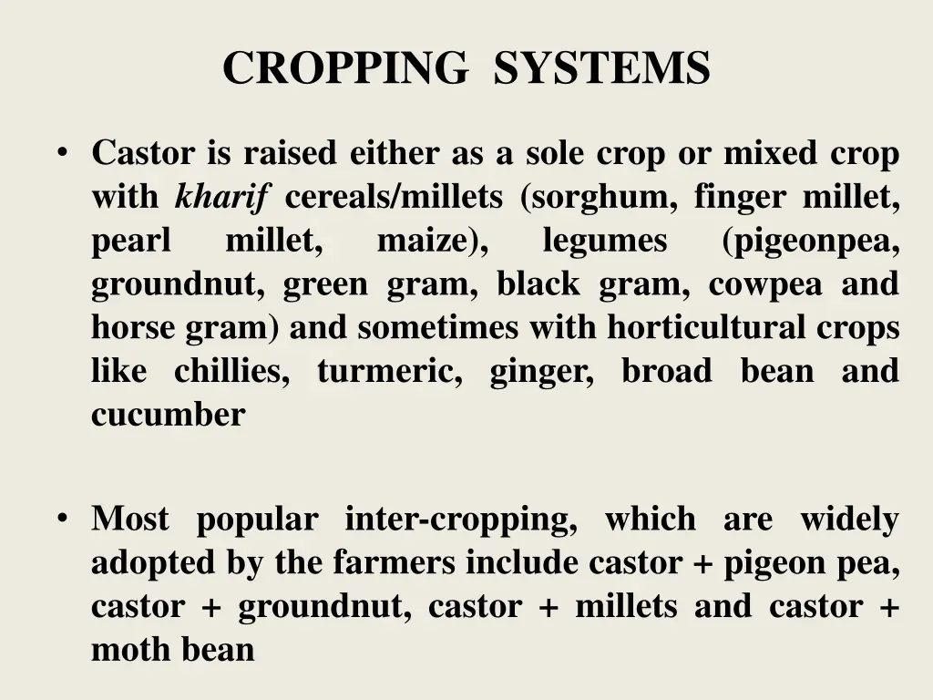 cropping systems