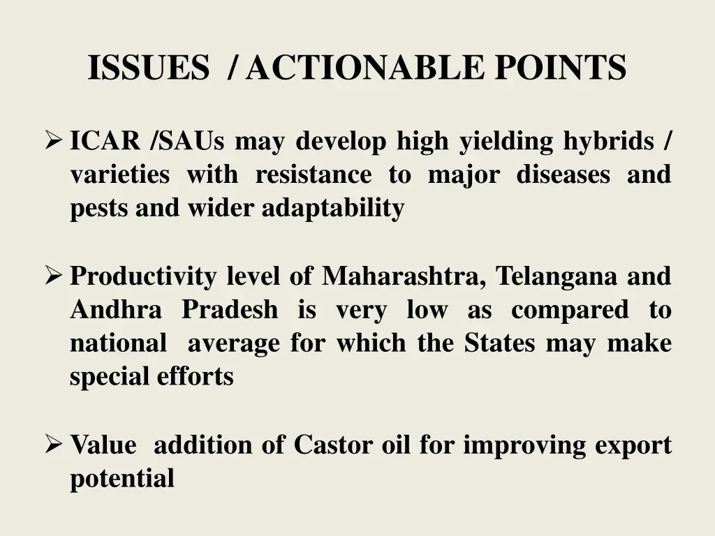 issues actionable points