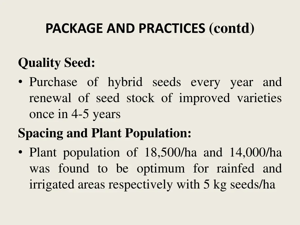 package and practices contd