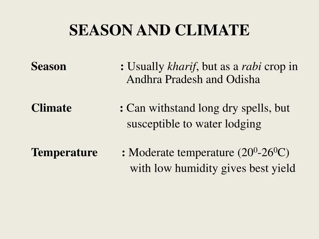 season and climate