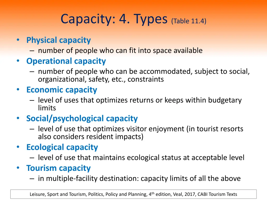 capacity 4 types table 11 4