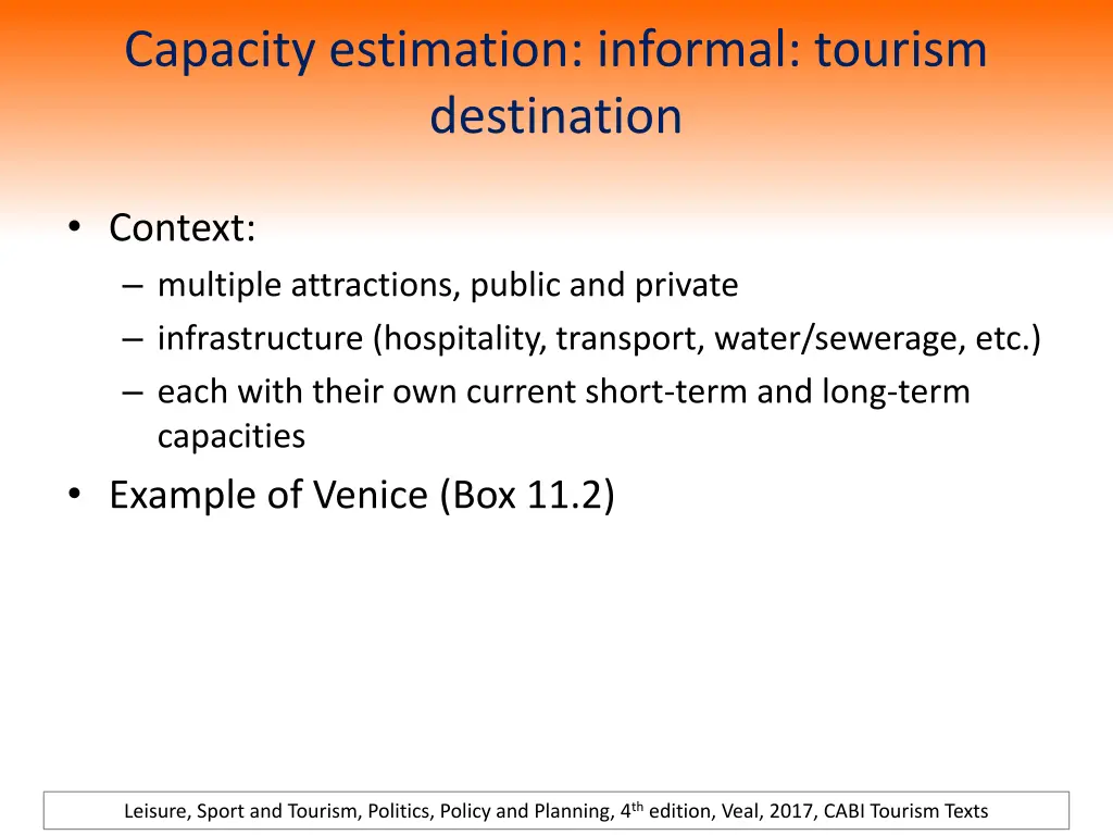 capacity estimation informal tourism destination