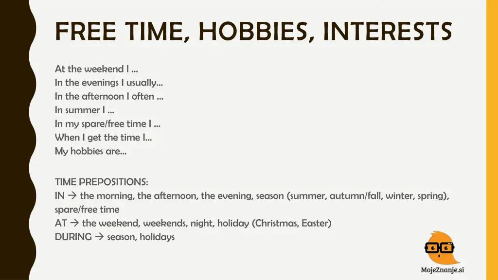 free time hobbies interests 10