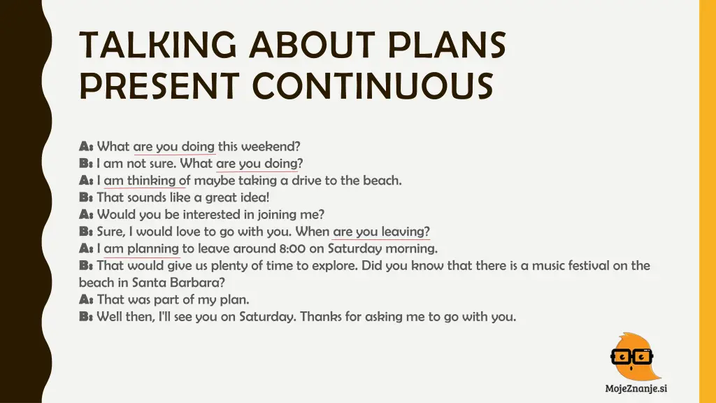 talking about plans present continuous 8