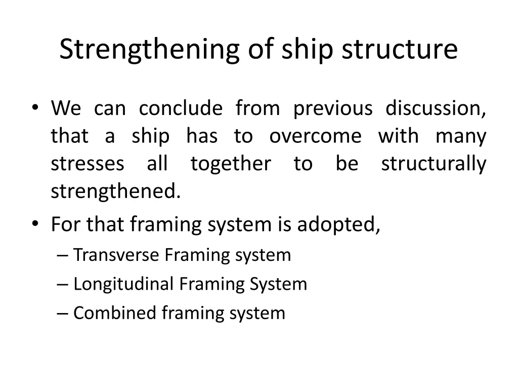 strengthening of ship structure