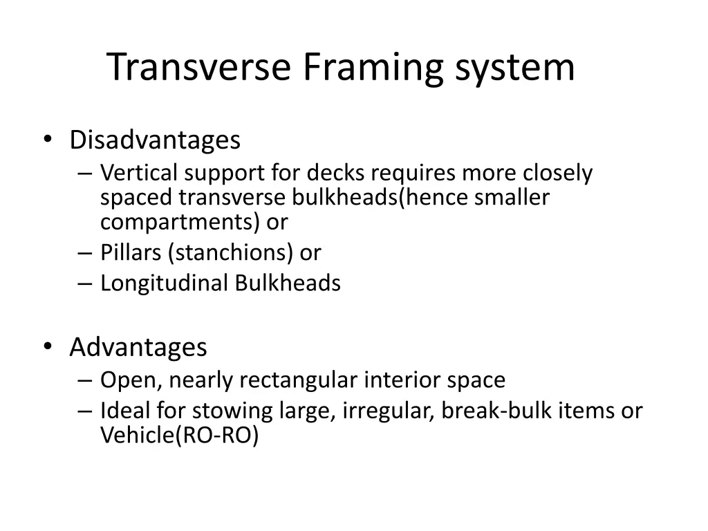 transverse framing system 1