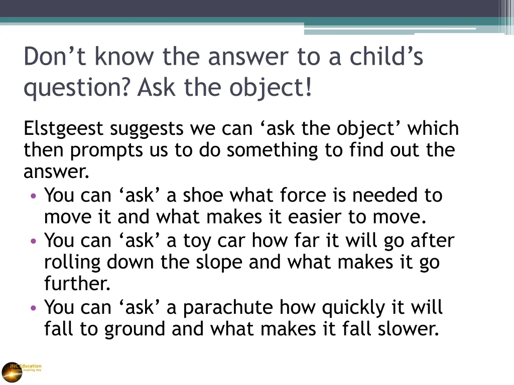 don t know the answer to a child s question