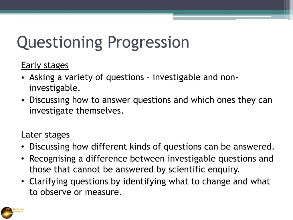 questioning progression