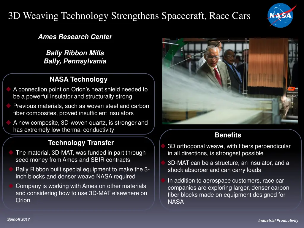 3d weaving technology strengthens spacecraft race