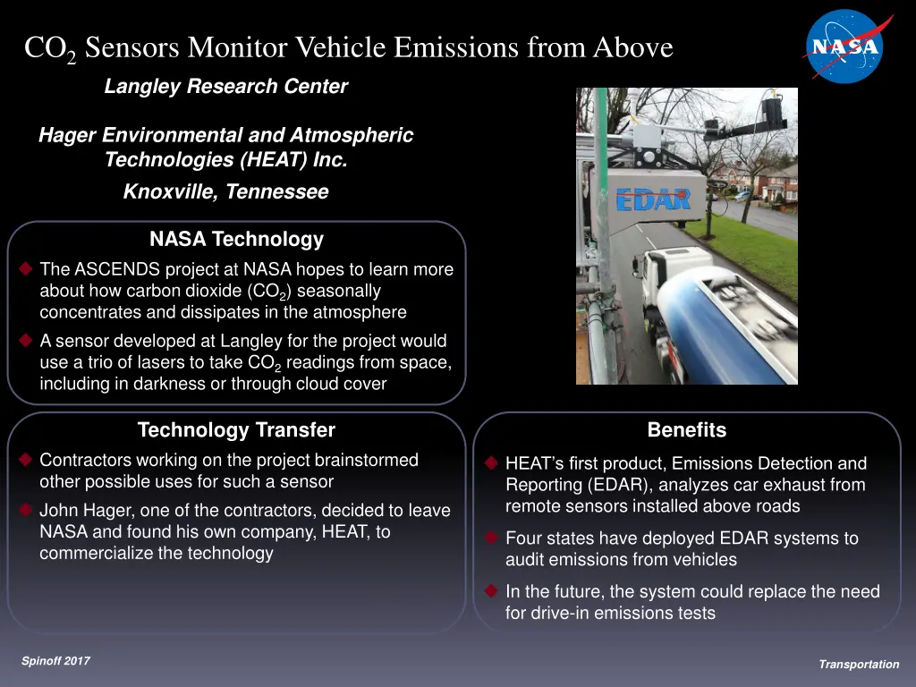 co 2 sensors monitor vehicle emissions from above