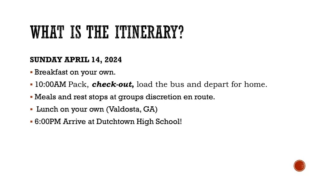 what is the itinerary