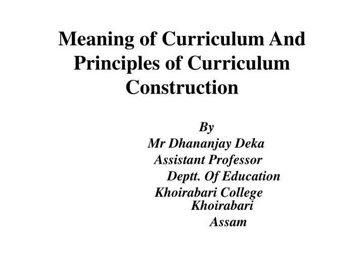 meaning of curriculum and principles