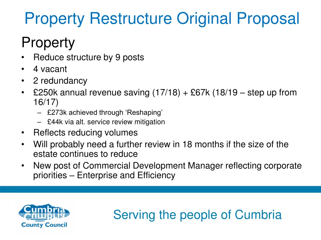 property restructure original proposal property