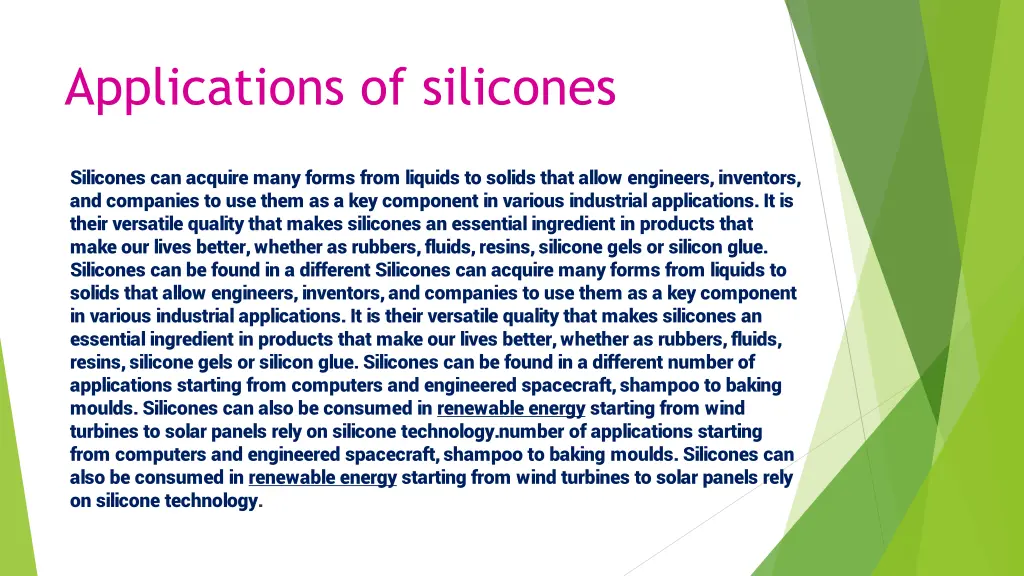 applications of silicones