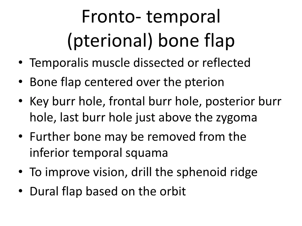 fronto temporal pterional bone flap temporalis