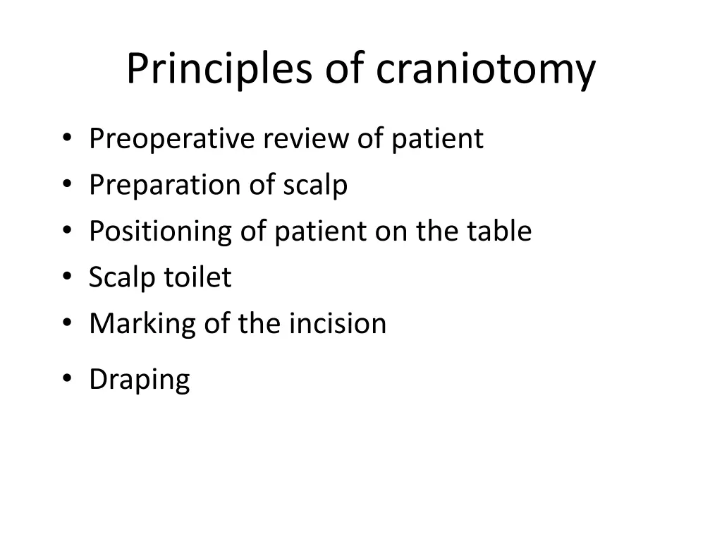 principles of craniotomy