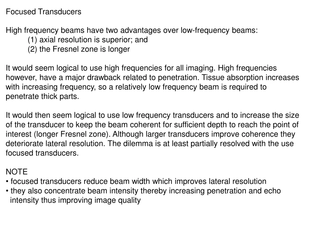 focused transducers