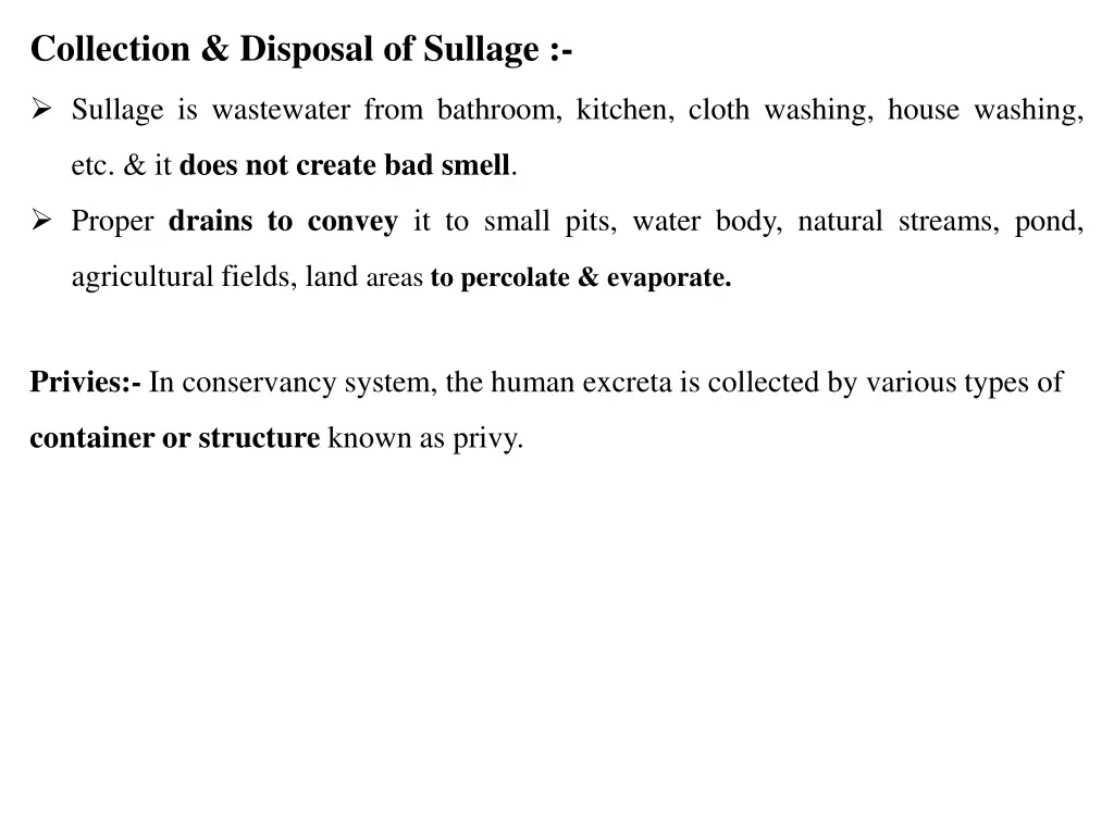 collection disposal of sullage