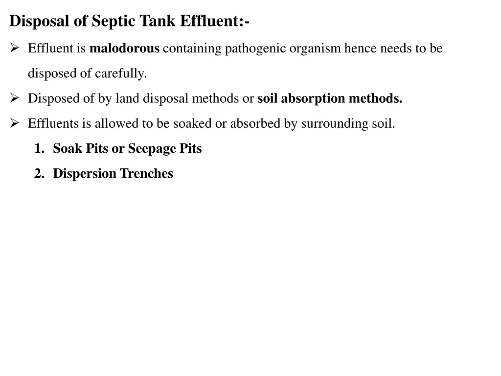 disposal of septic tank effluent