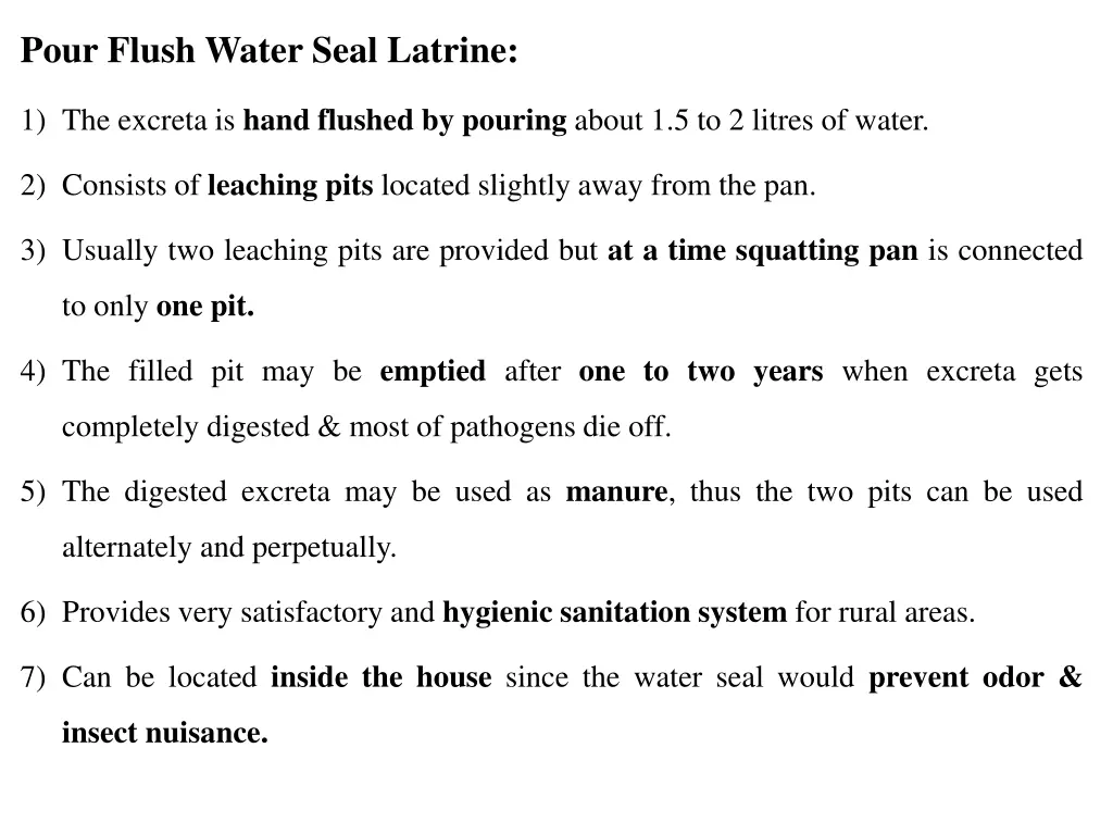 pour flush water seal latrine 1