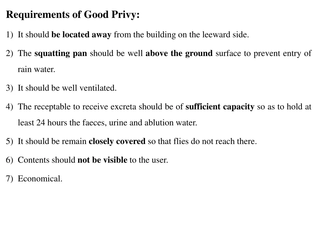 requirements of good privy