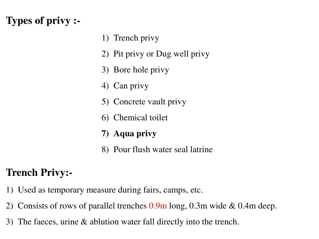 types of privy