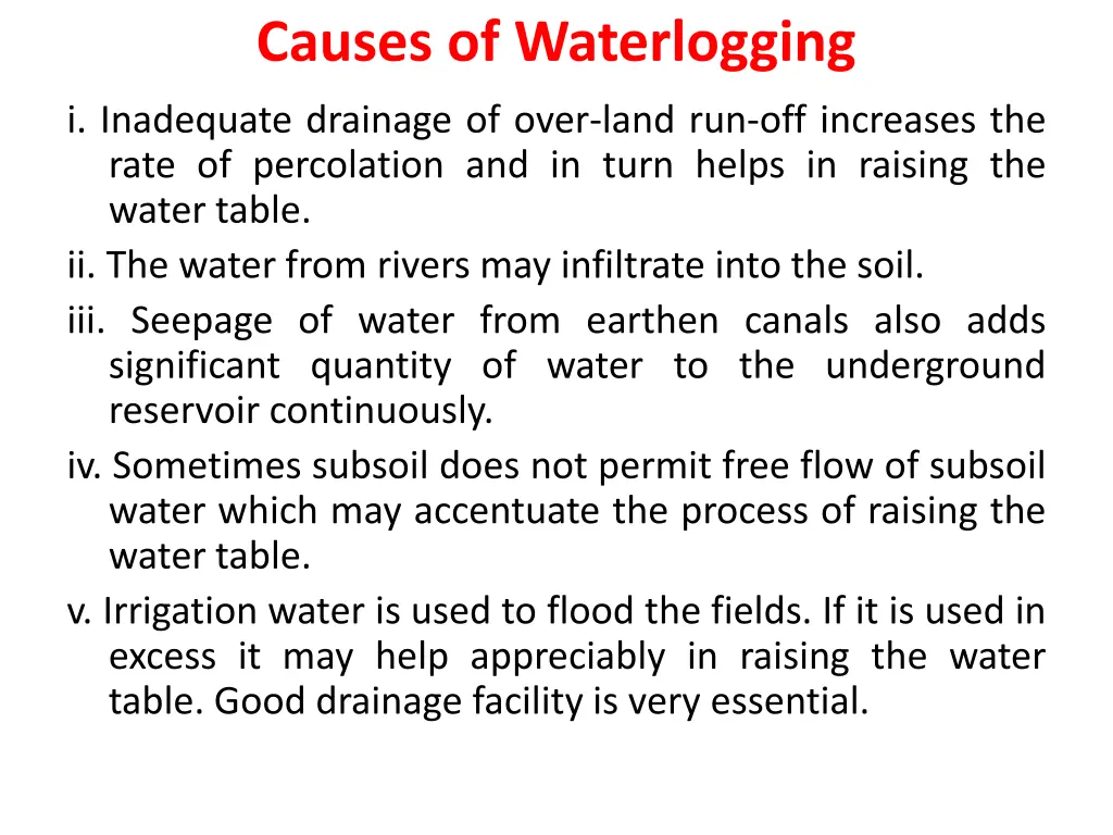 causes of waterlogging