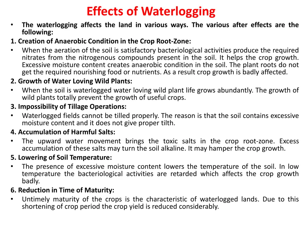 effects of waterlogging